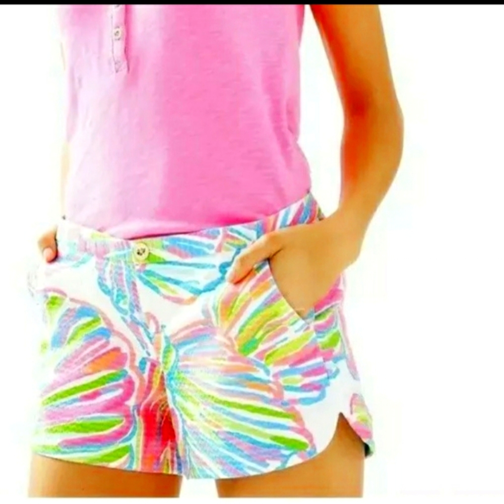 Lilly Pulitzer Resort White Shellabrate Adie Shorts cotton women size 00
